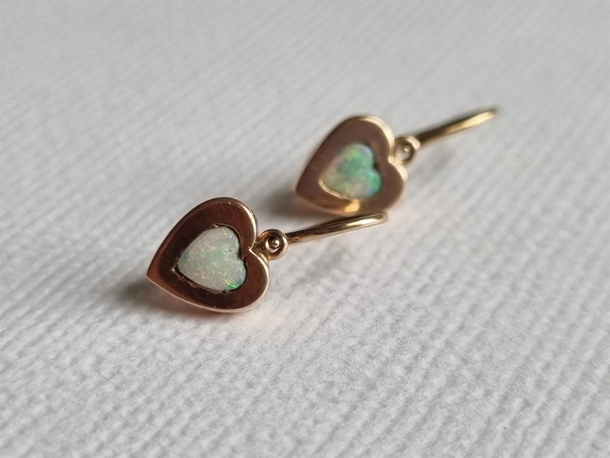 Aemma | Antique Art Nouveau opal heart earrings