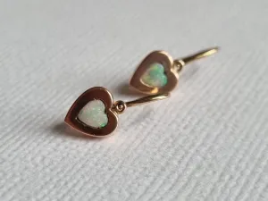 Aemma | Antique Art Nouveau opal heart earrings