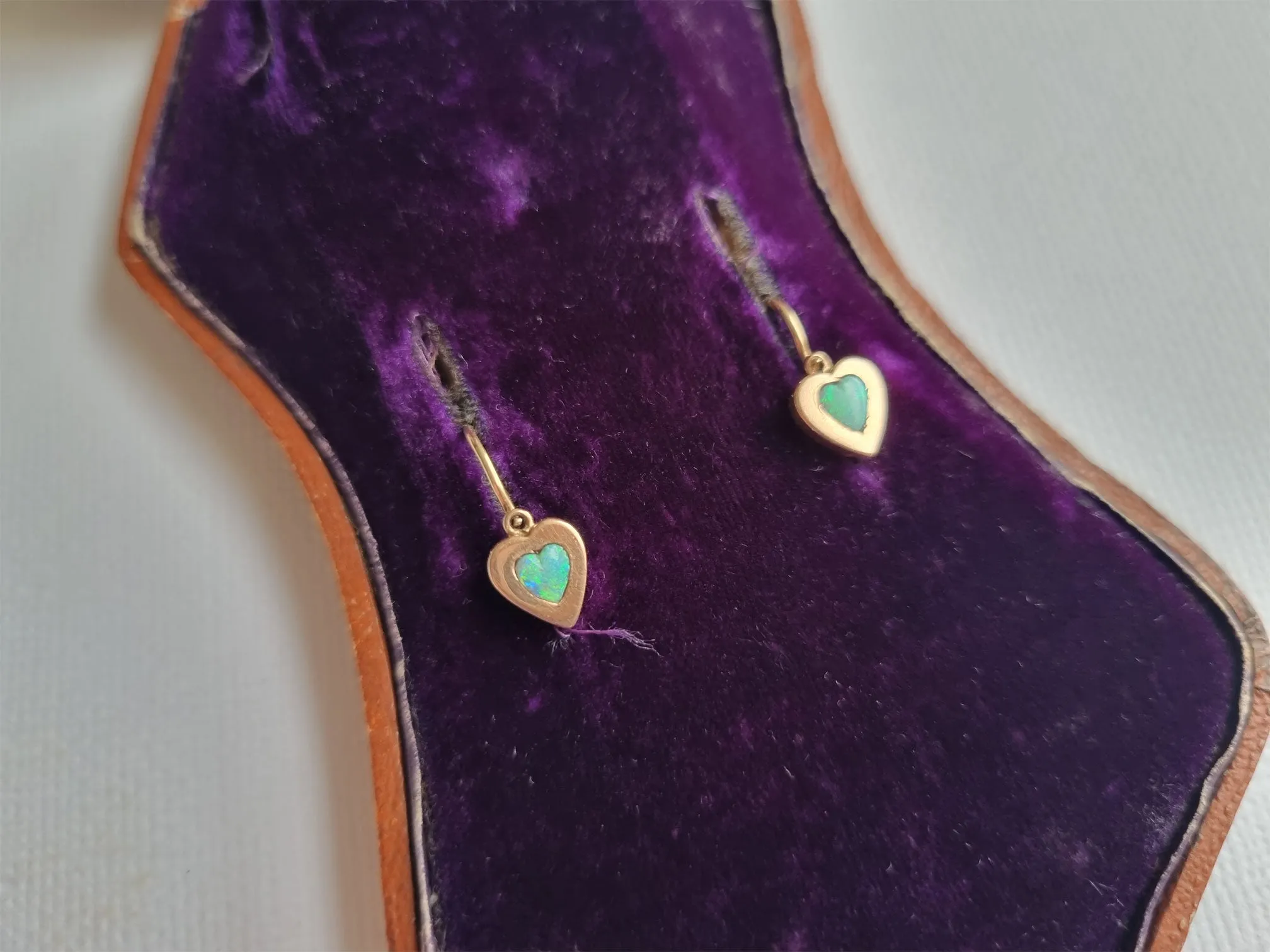 Aemma | Antique Art Nouveau opal heart earrings