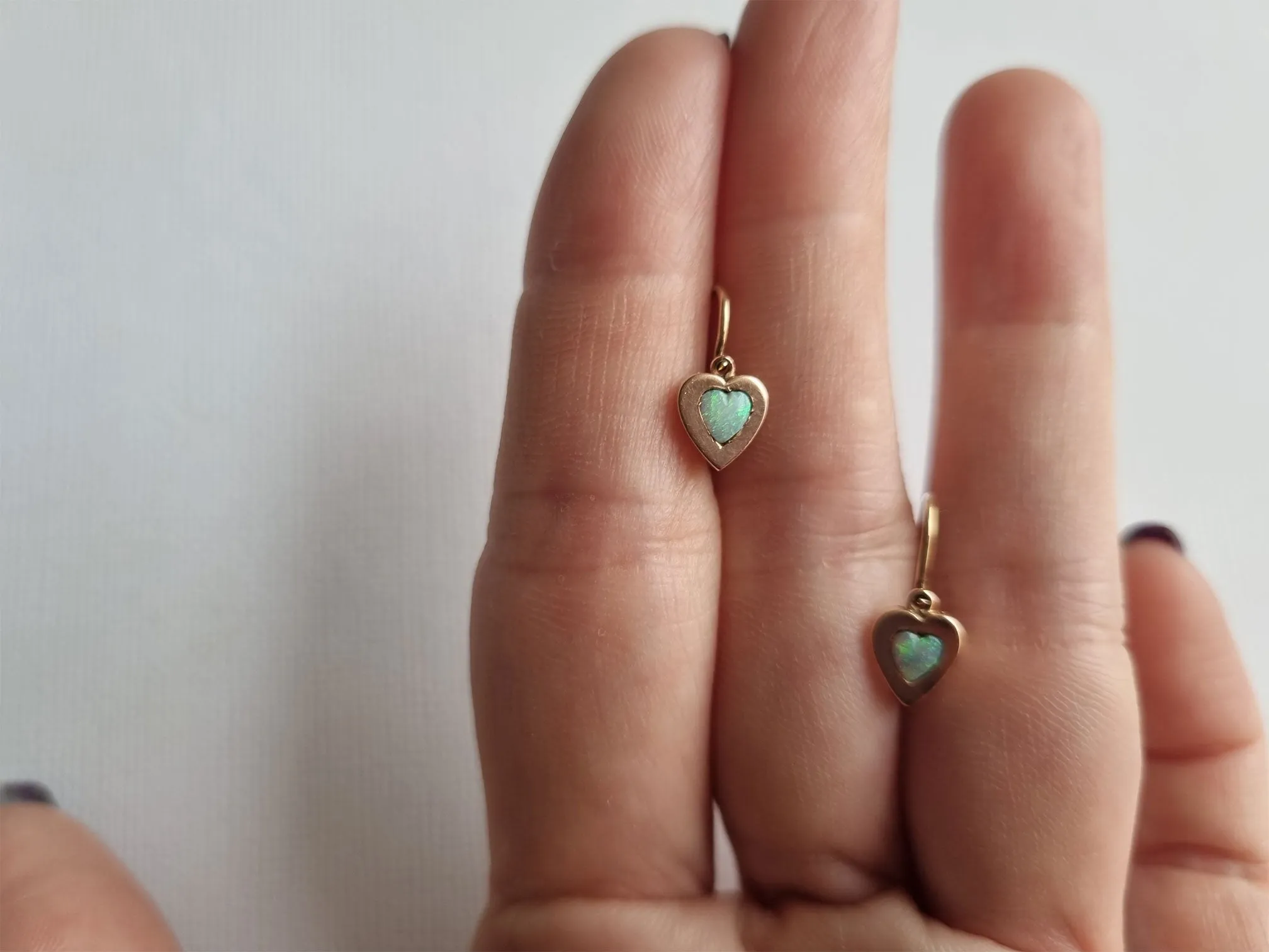 Aemma | Antique Art Nouveau opal heart earrings