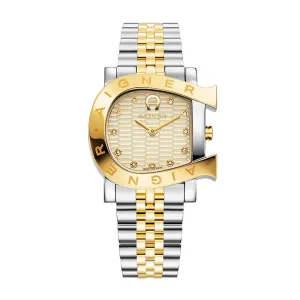Aigner Massa Due Ladies Gold Dial Stainless Steel Silver Gold Plated  Watch