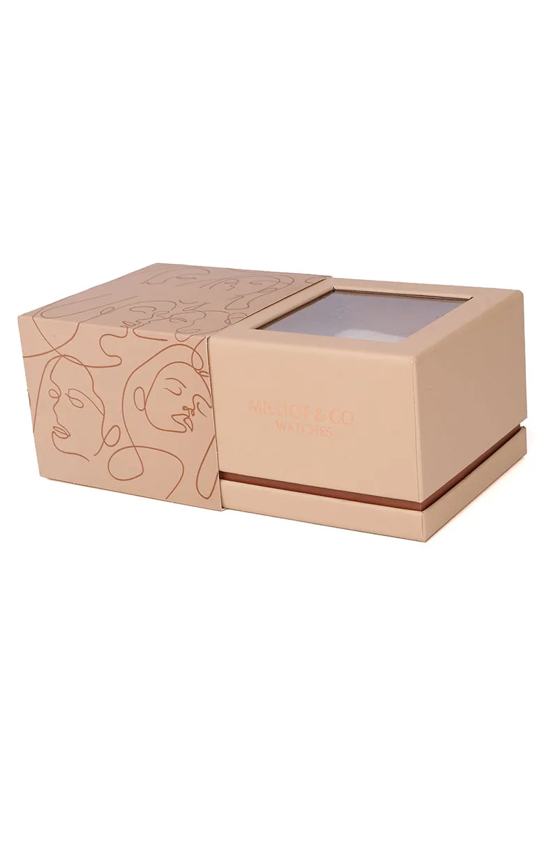 Ainsley Rose Gold Mesh Strap Watch (Salmon)