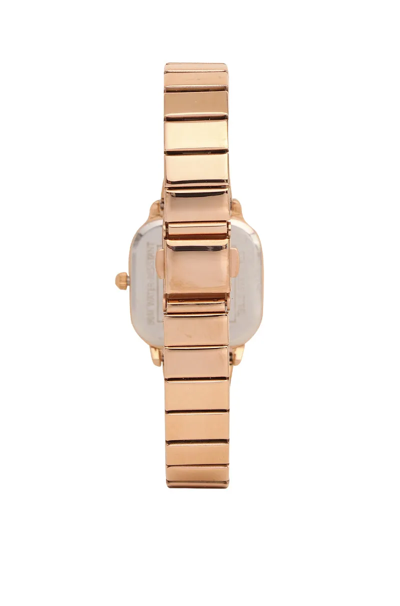 Ainsley Rose Gold Mesh Strap Watch (Salmon)