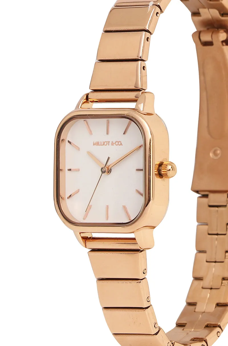 Ainsley Rose Gold Mesh Strap Watch (Salmon)