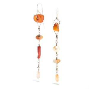 Amber, Agate, and Pearl Earrings