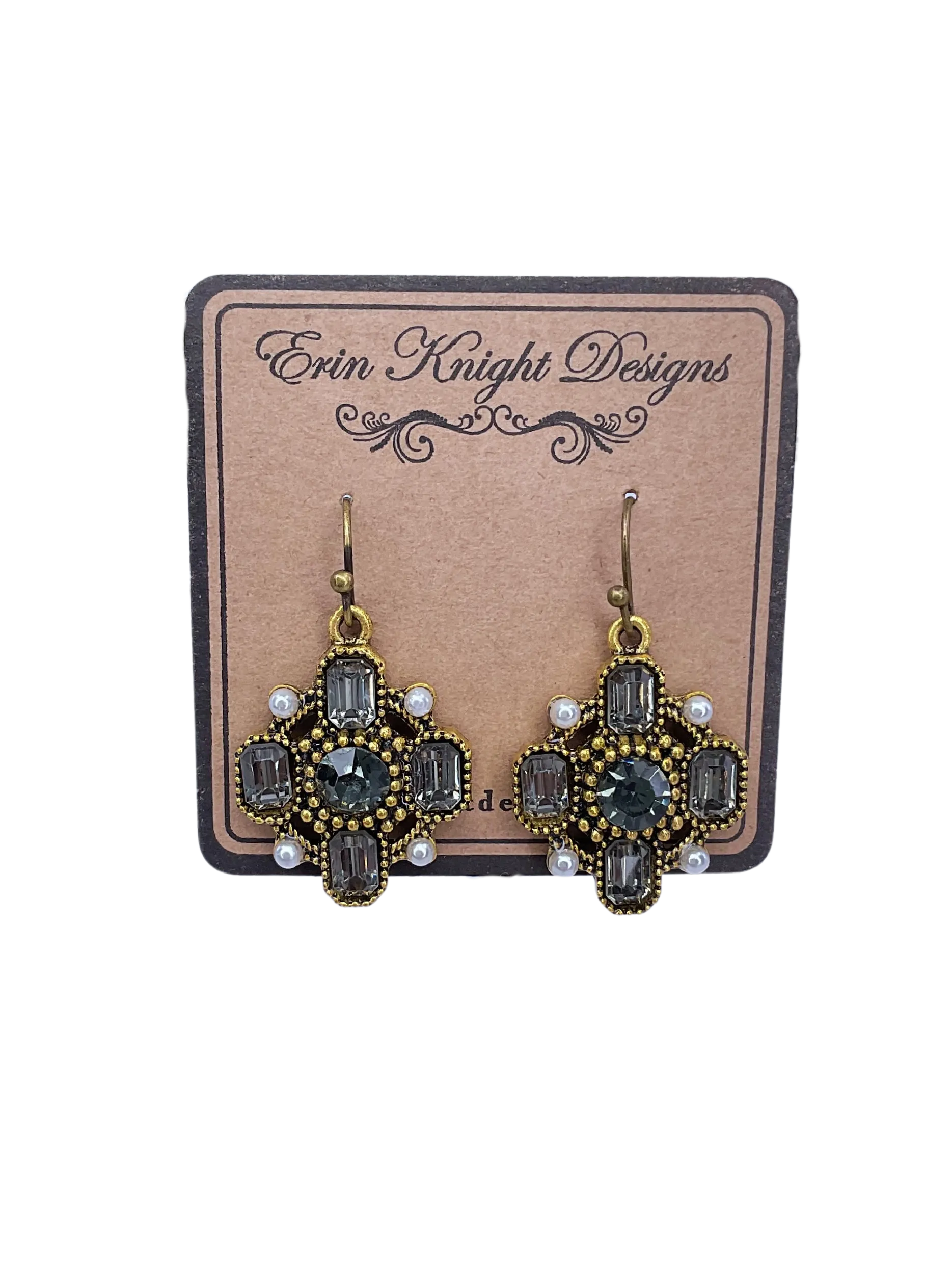 Antique Brass with Black Diamond Rhinestones