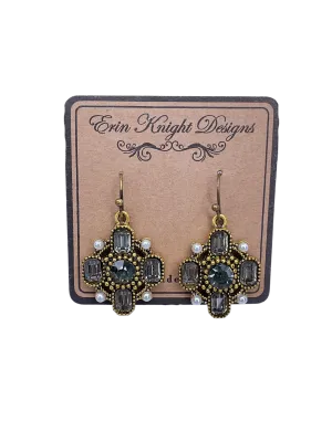 Antique Brass with Black Diamond Rhinestones