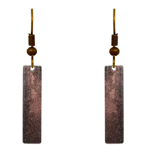 Antique Bronze 2" Metallic Slender Rectangle Earrings, Item# 2417