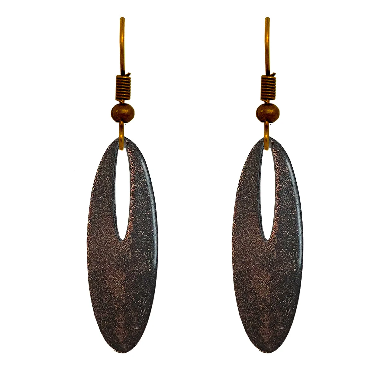 Antique Bronze Metallic 2 inch Oval Eye Earrings, Item# 2474