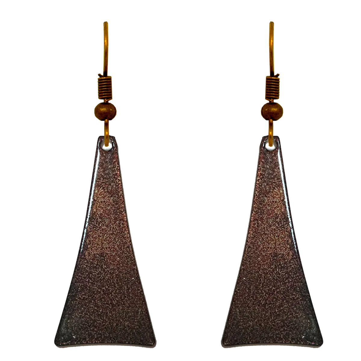 Antique Bronze Metallic 2" Triangular Taper Earrings, Item# 2477