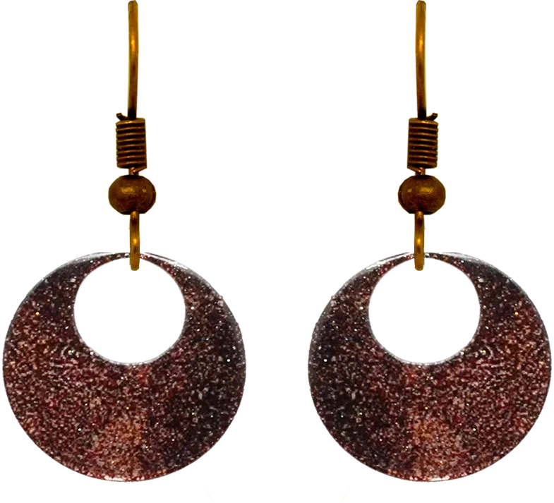 Antique Bronze Metallic Circular Eye Earrings, Item# 2437