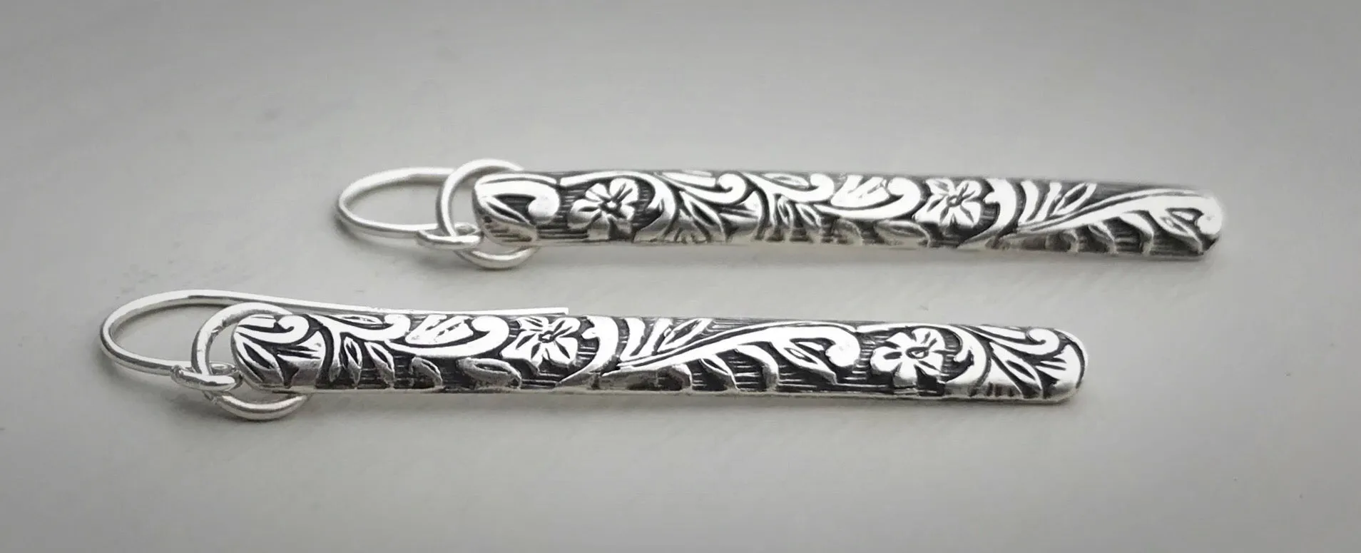 Antique Floral Vine Bar Earrings