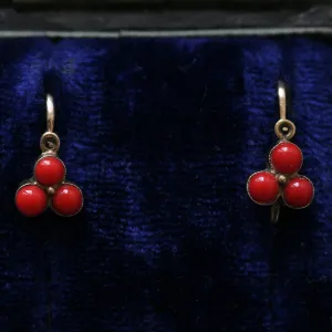 Antique German Faux Coral Earrings