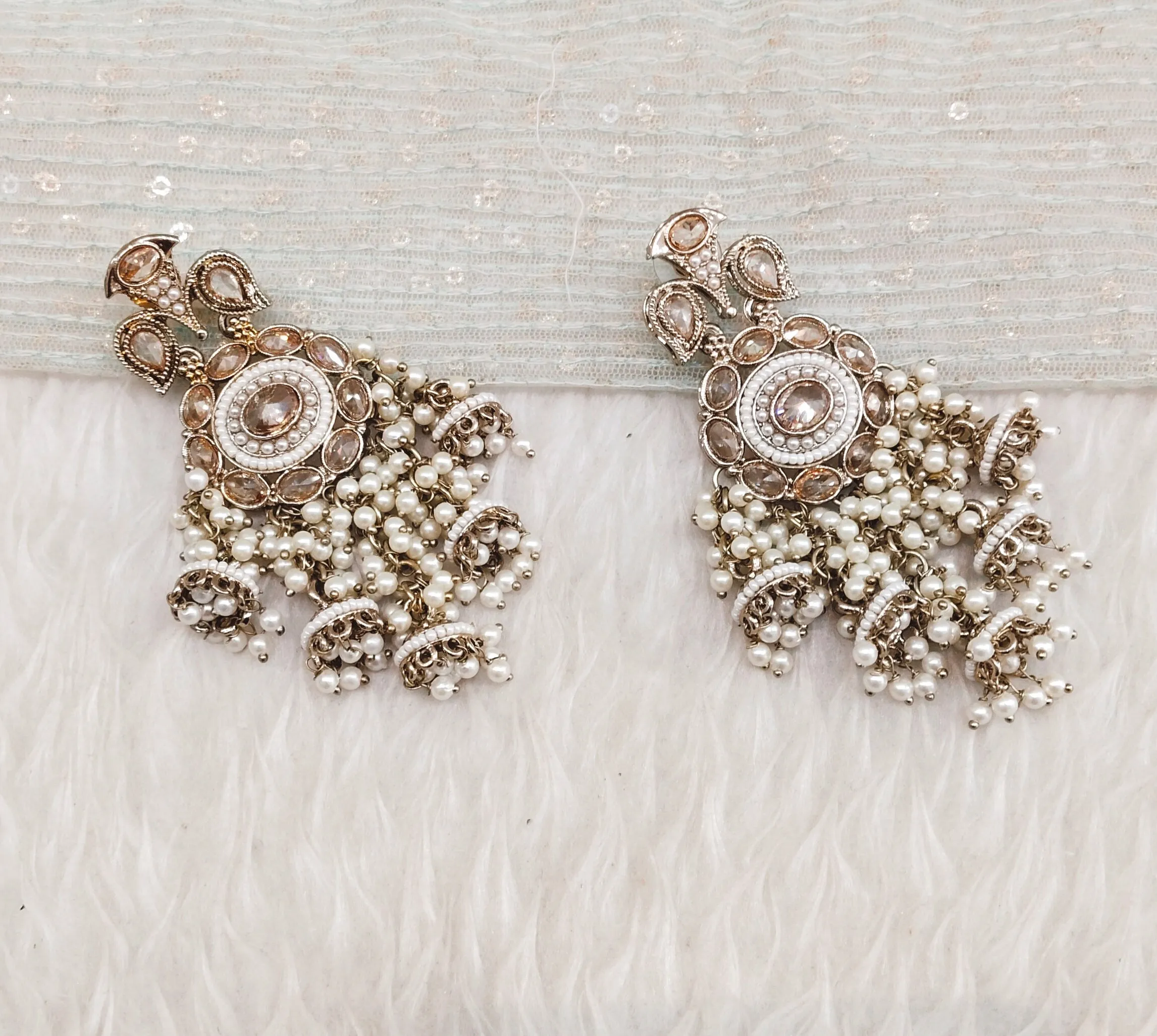 Antique Gold Bollywood Sarpunch Indian Earrings