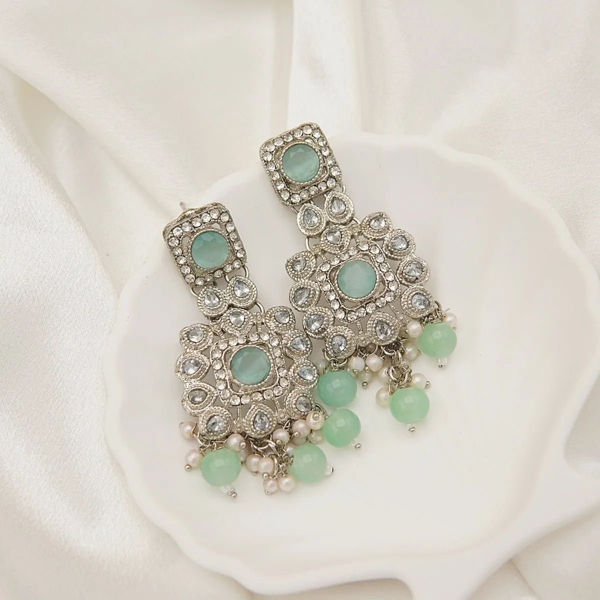 Antique Gold Kundan Gem Earrings