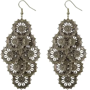 Antique Gold Long Medallion Dangle earring