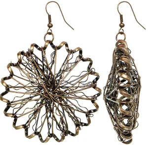 Antique Gold Spiral Mangled Drop Earrings