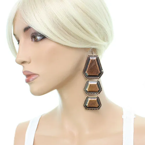 Antique Gold Triple Link Earrings