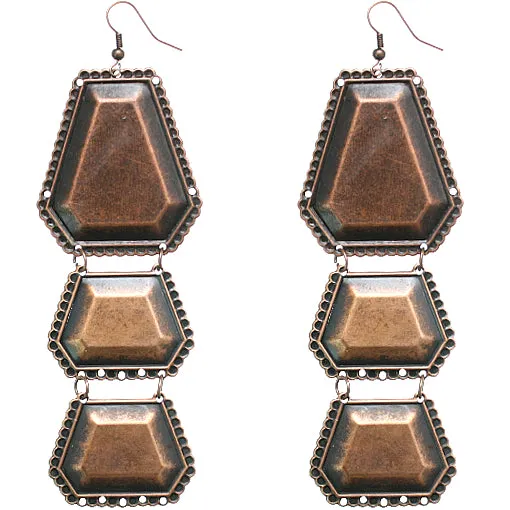 Antique Gold Triple Link Earrings