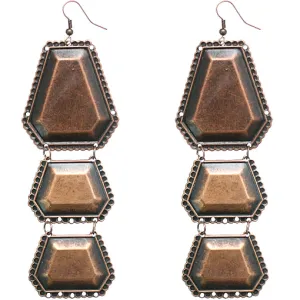 Antique Gold Triple Link Earrings