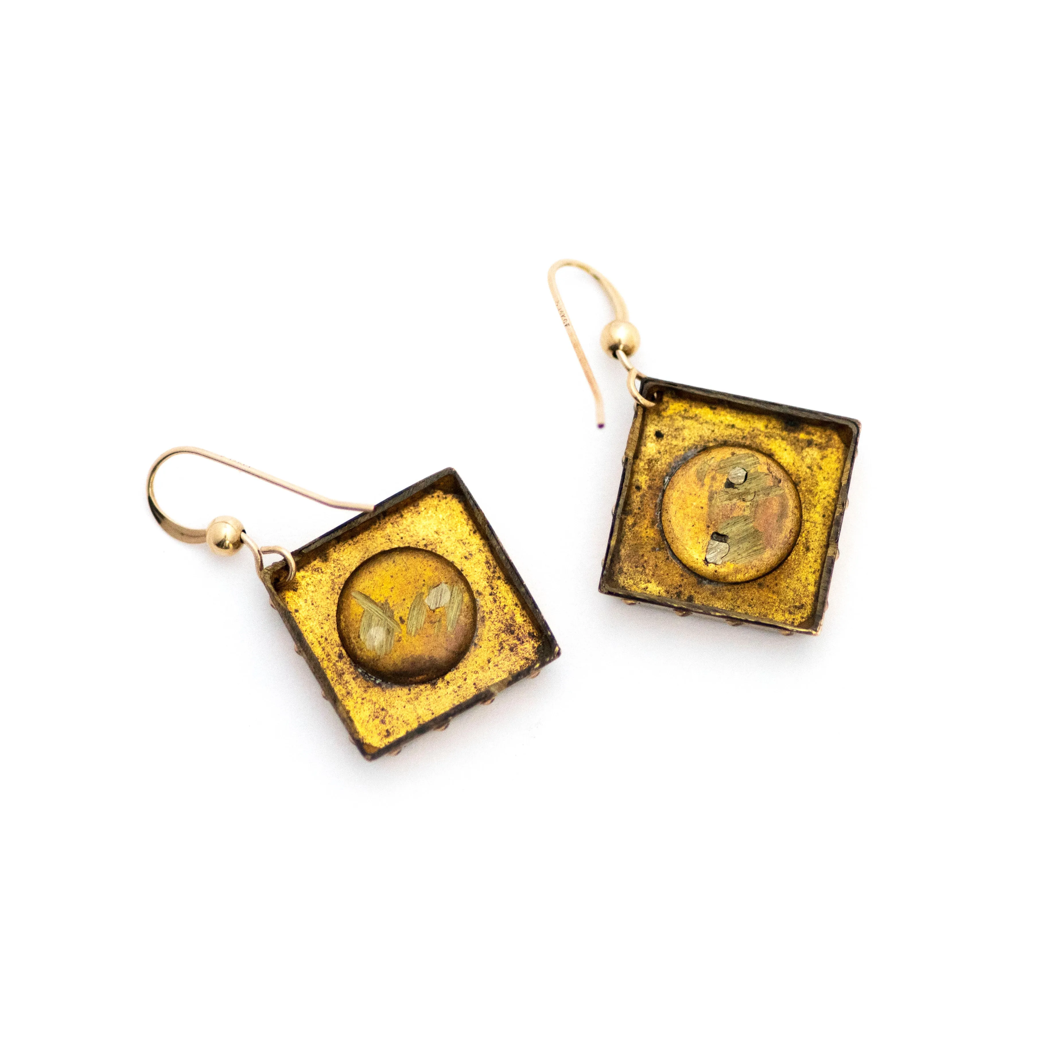 Antique Goldstone Cufflink Earrings