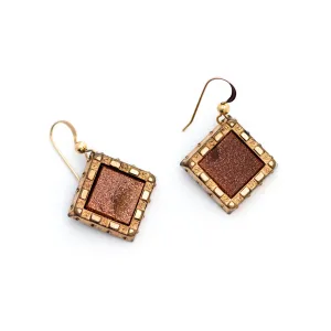 Antique Goldstone Cufflink Earrings