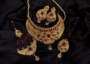 Antique Jewellery Set with Maroon Stones #J4146