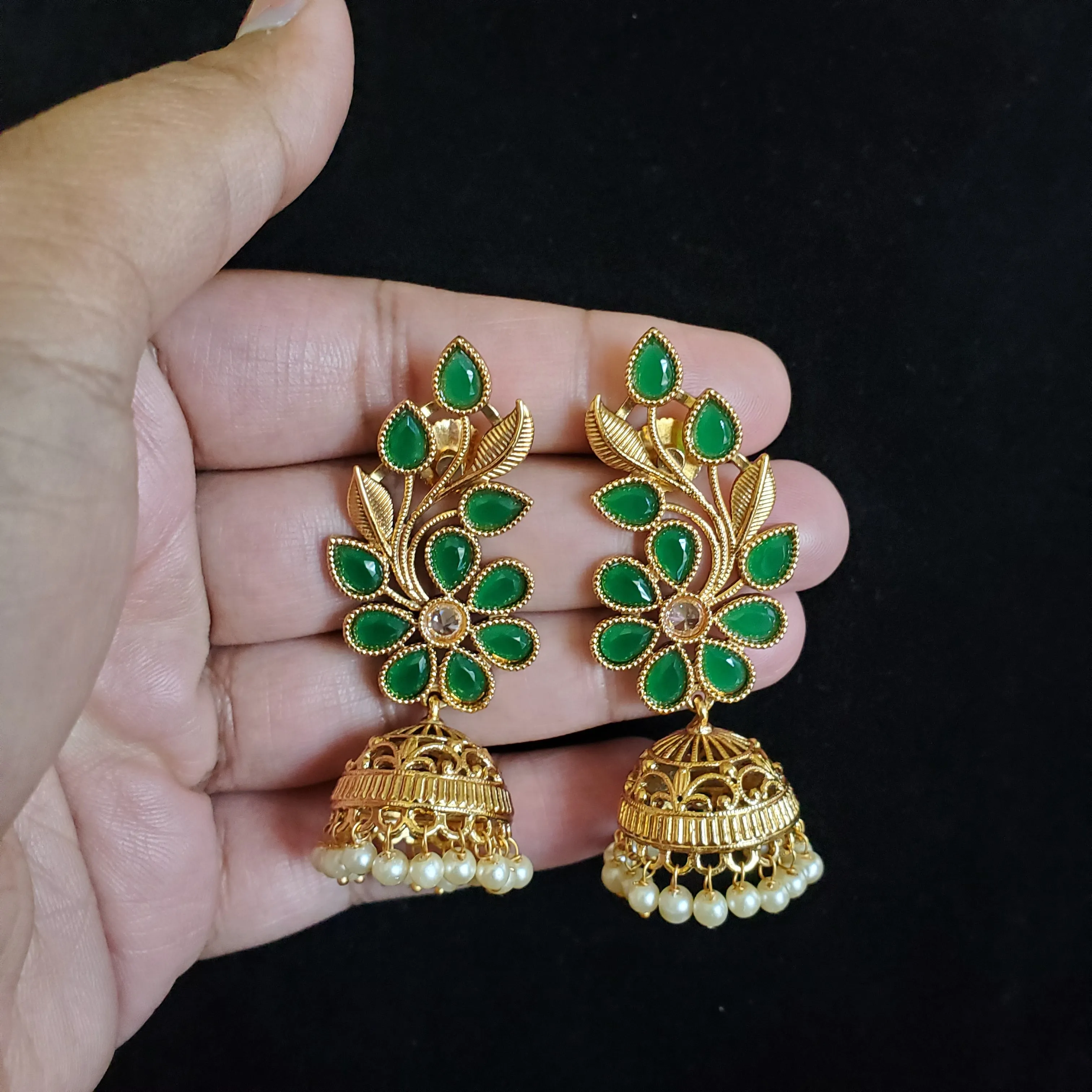 Antique Jhumkis With Gold Plating