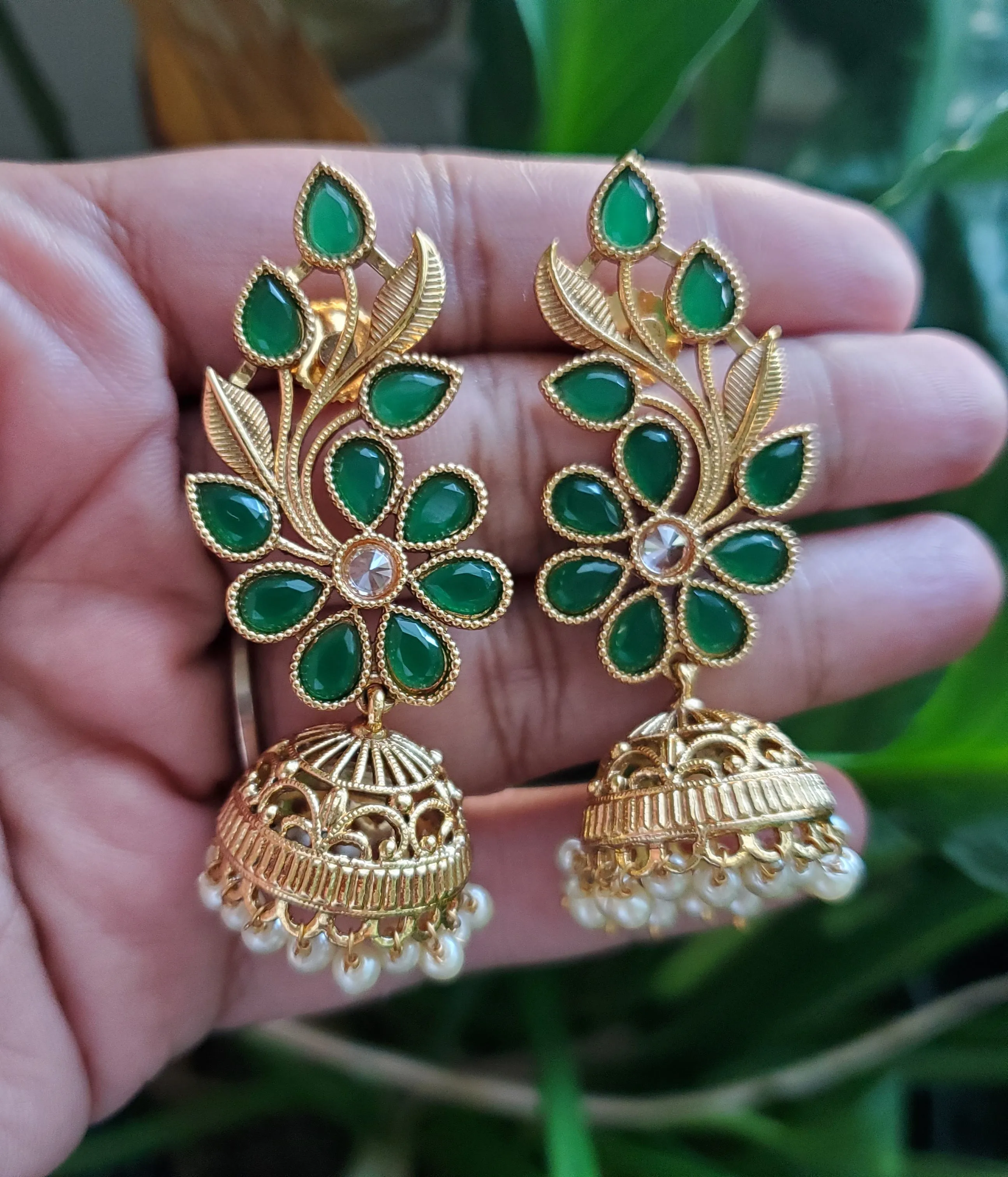 Antique Jhumkis With Gold Plating