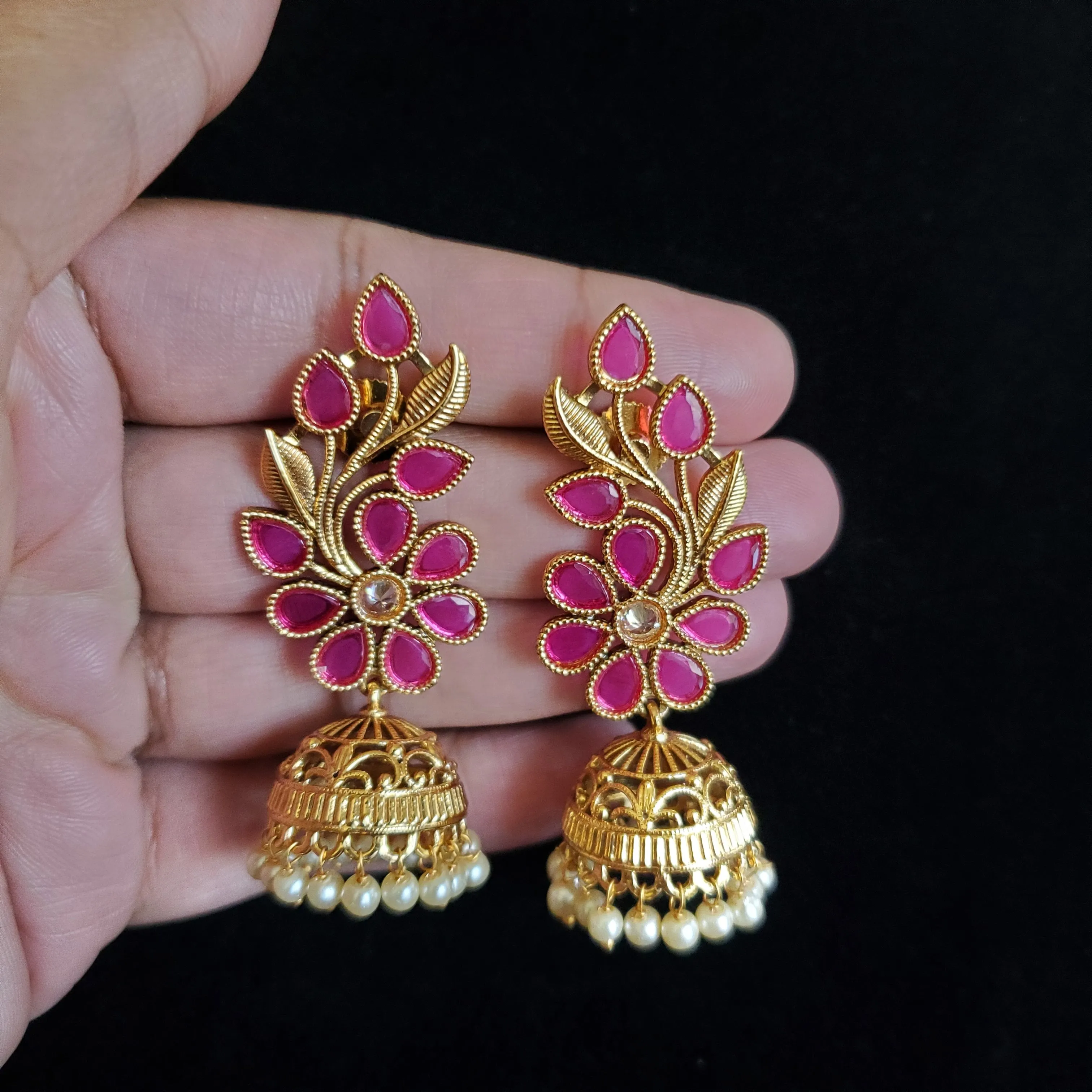 Antique Jhumkis With Gold Plating