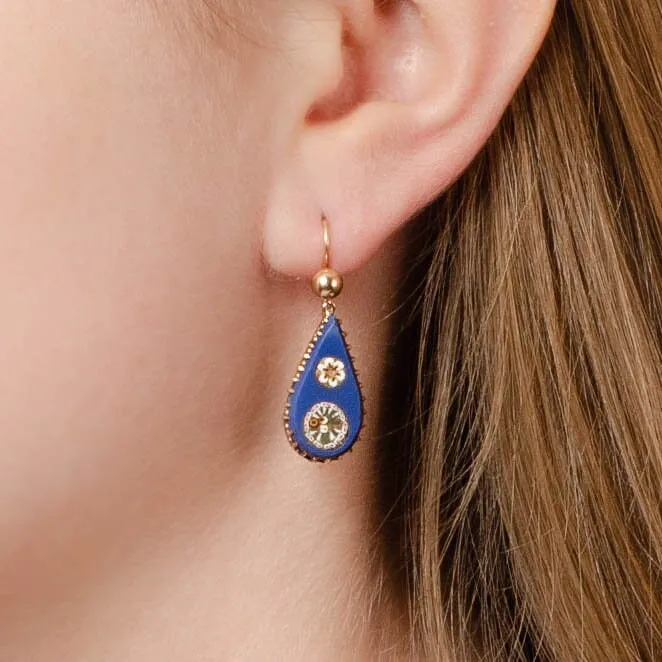 Antique Micromosaic Earrings 14k Gold Earrings