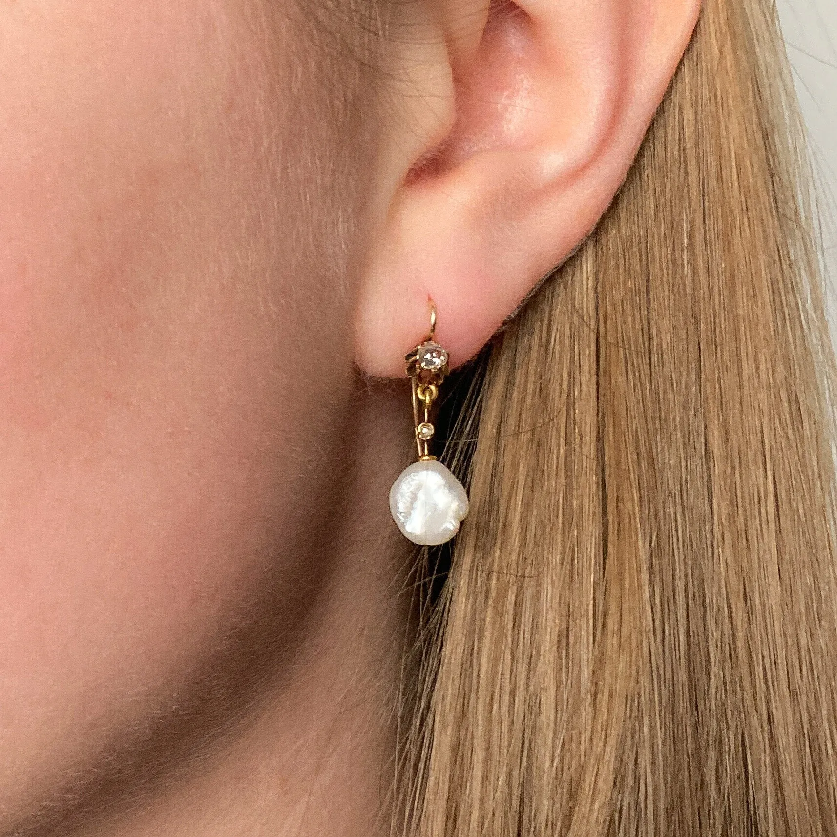 Antique Pearl & Diamond Earrings