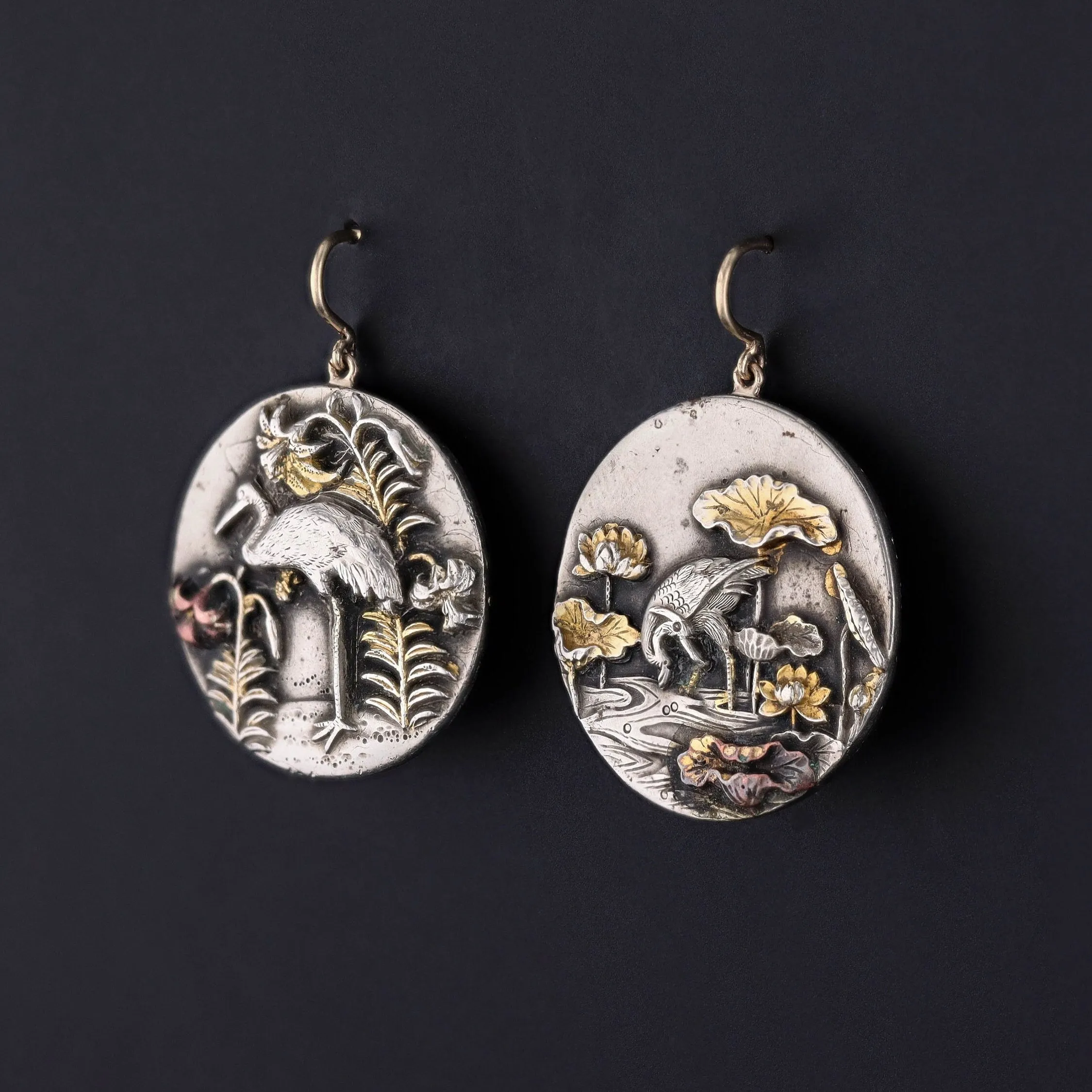 Antique Shakudo Conversion Earrings