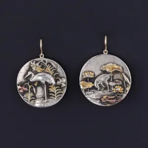 Antique Shakudo Conversion Earrings
