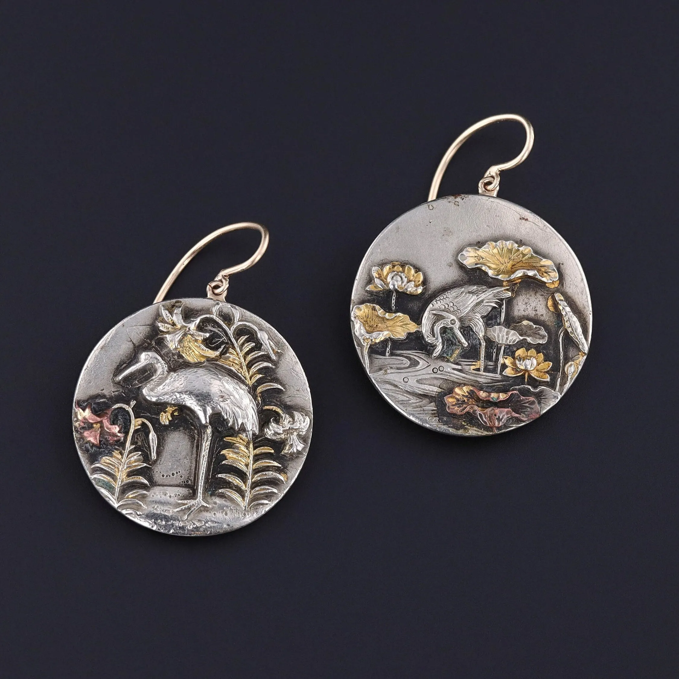 Antique Shakudo Conversion Earrings