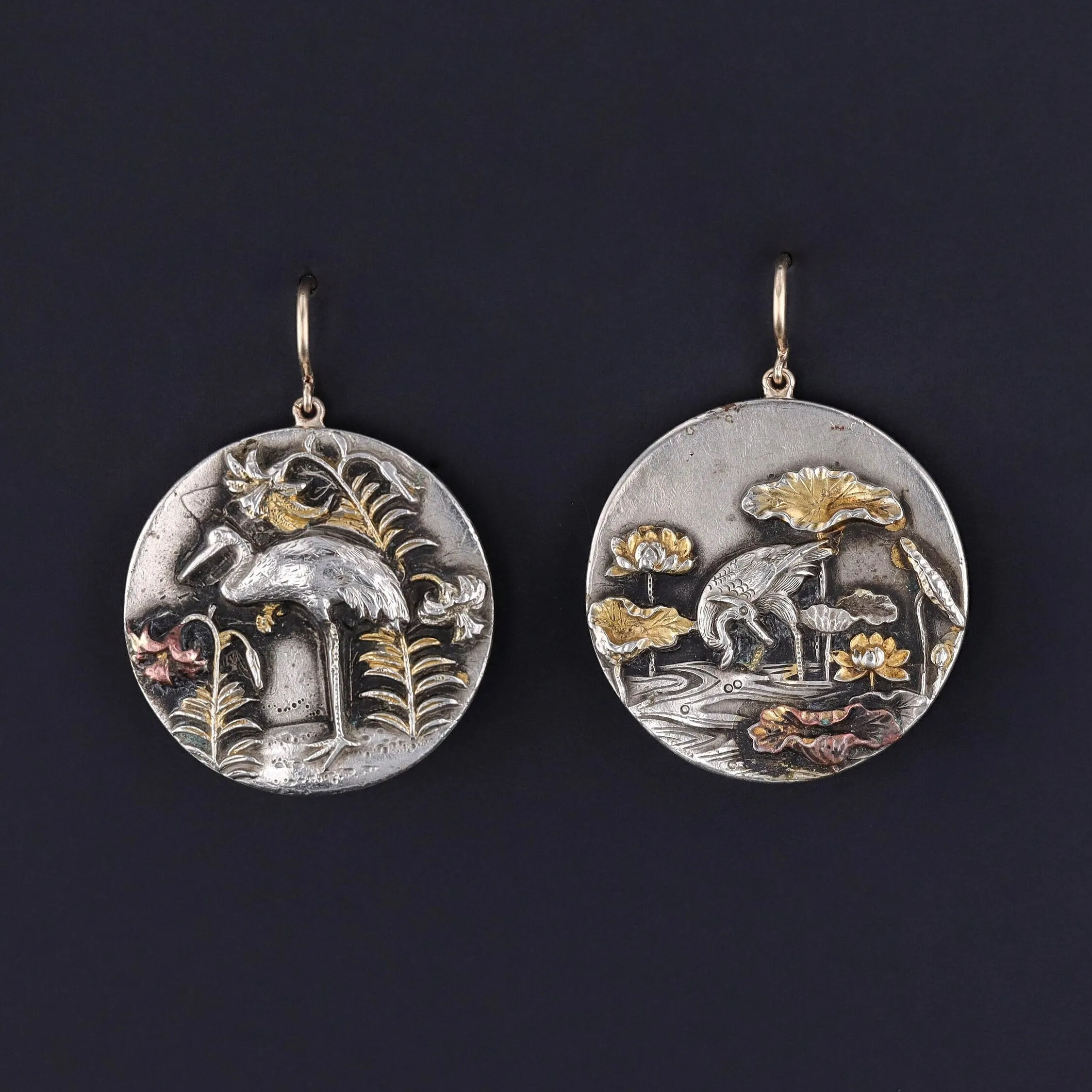 Antique Shakudo Conversion Earrings