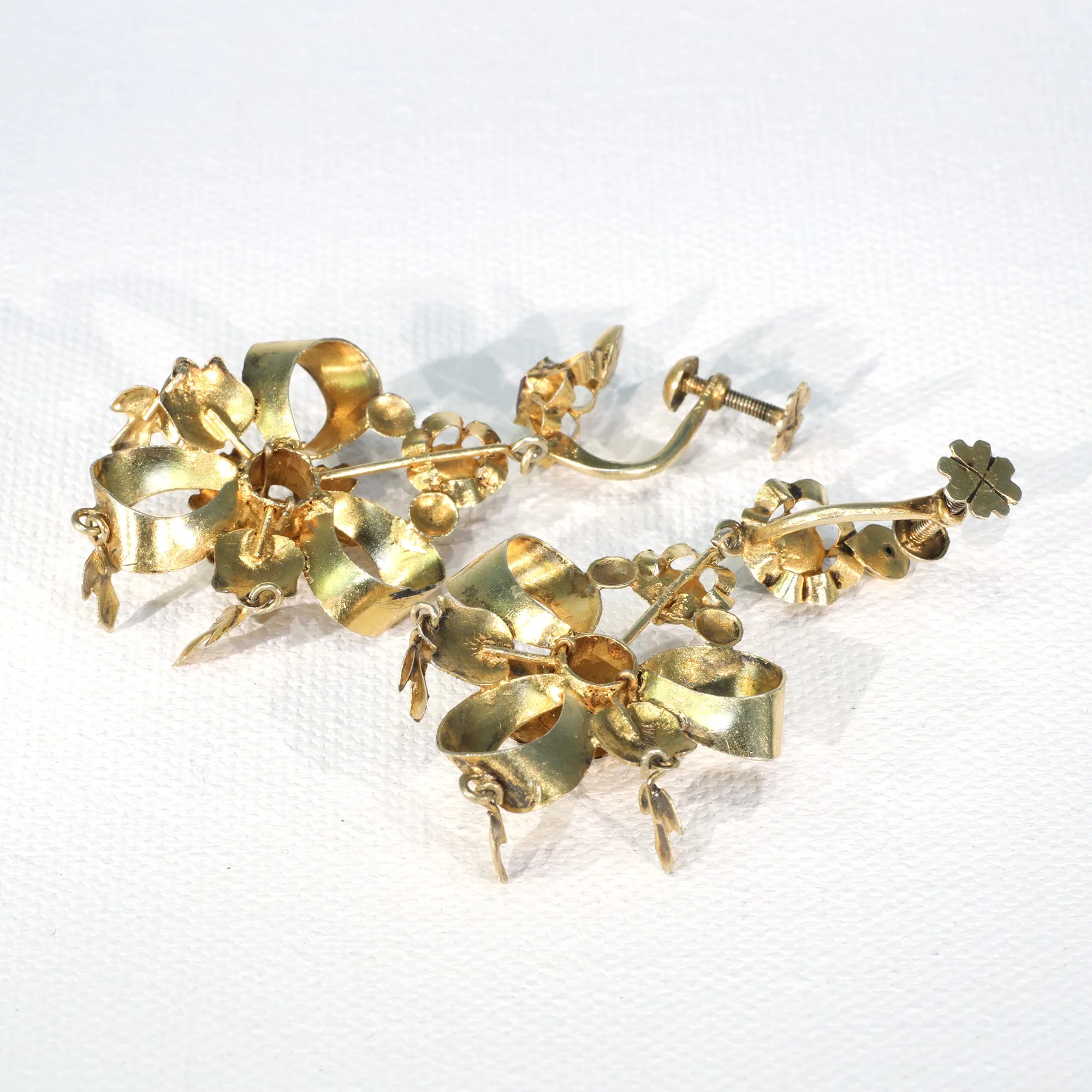 Antique Silver Gilt and Paste Iberian Earrings