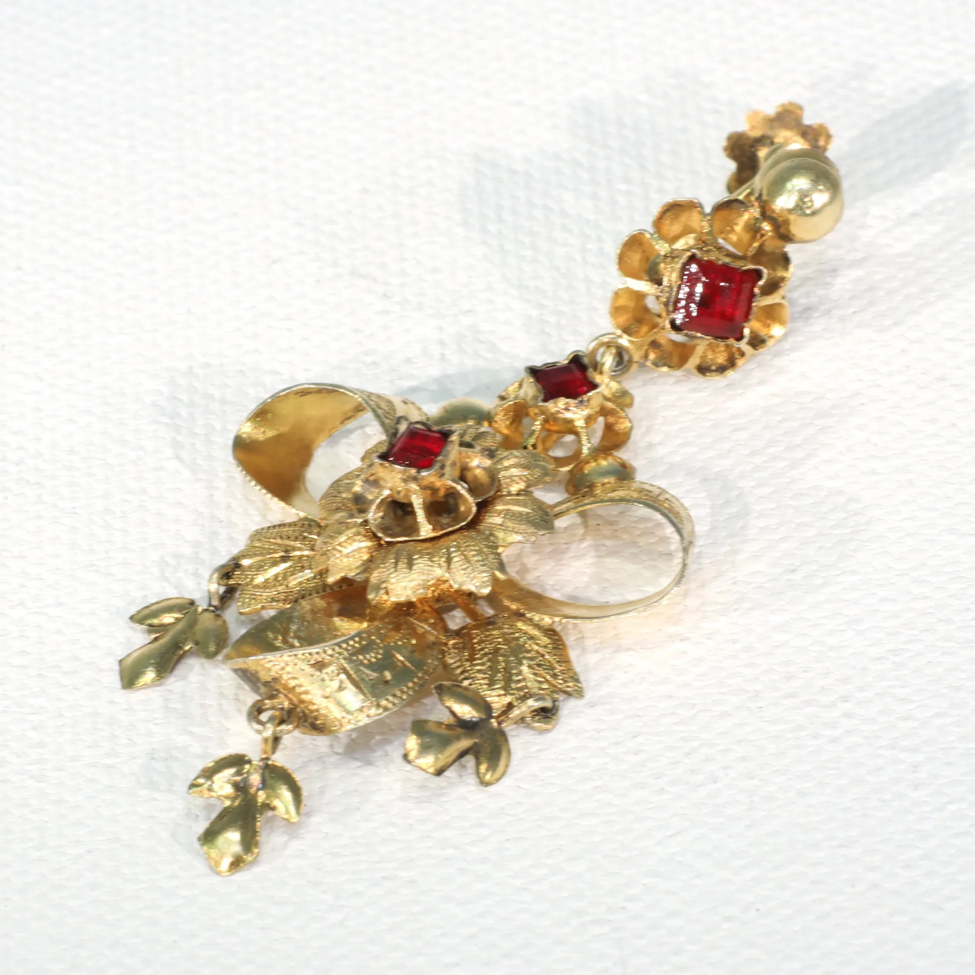 Antique Silver Gilt and Paste Iberian Earrings