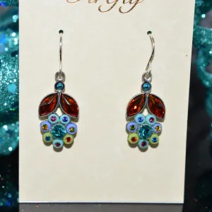 Antique Silver Plated Botanical Flower Earrings by Firefly