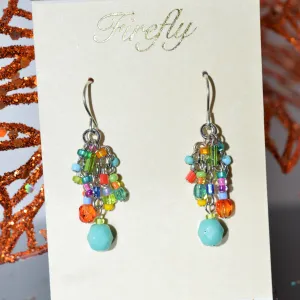 Antique Silver Plated Confetti Crystal Earrings by Firefly