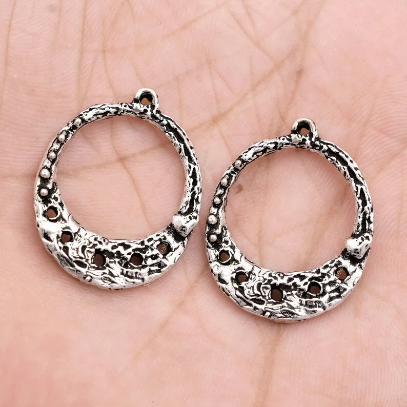 Antique Silver Plated Earring Connector Chandelier Charms