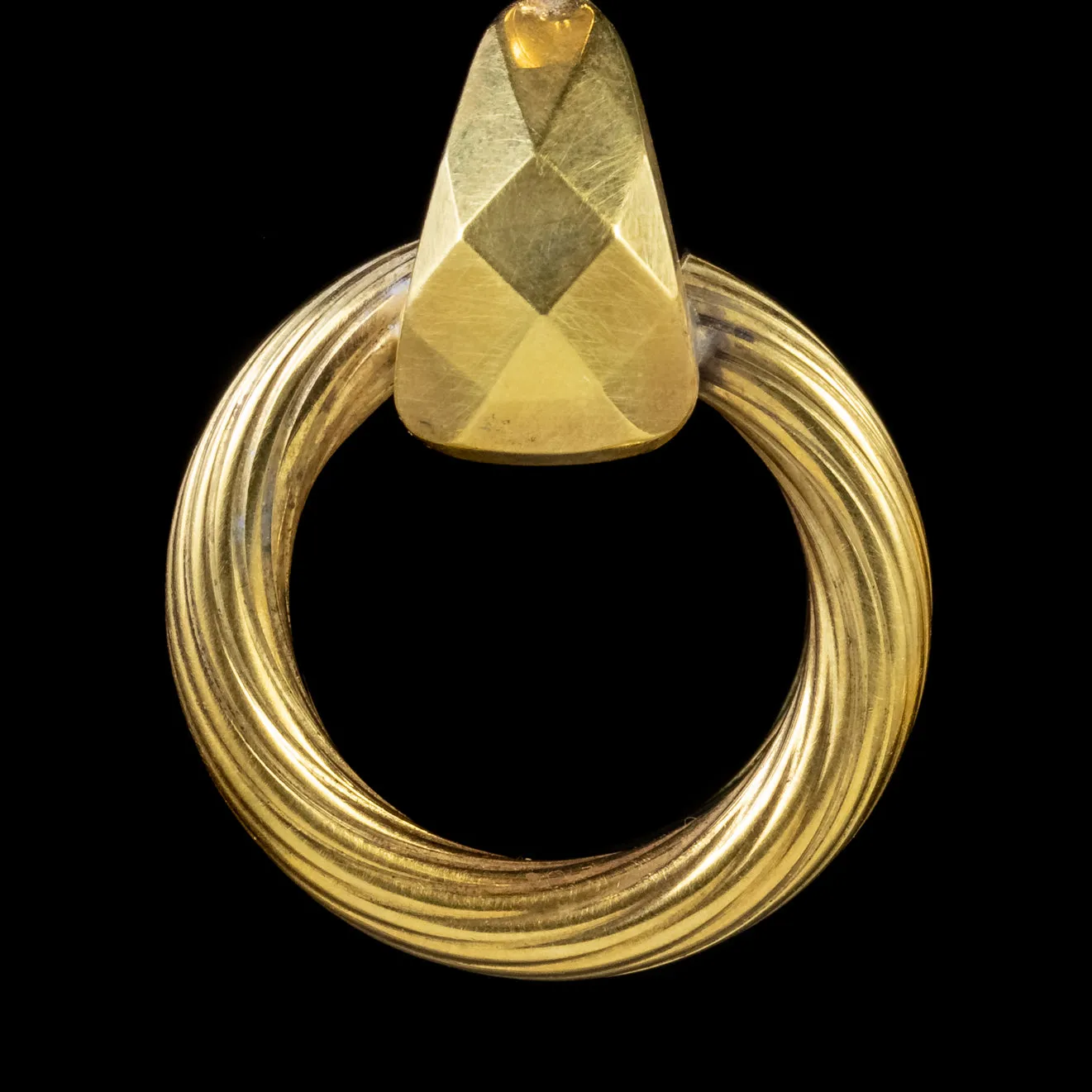 Antique Victorian 18Ct Gold Hoop Drop Earrings Circa 1900