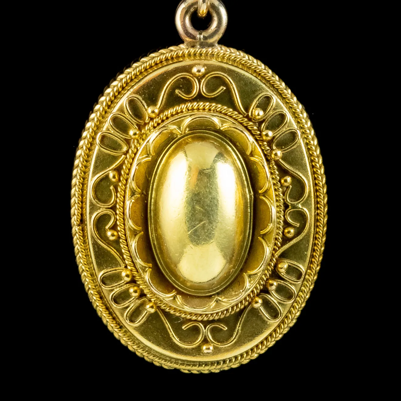Antique Victorian Etruscan Revival Drop Earrings 9ct Gold Circa 1860