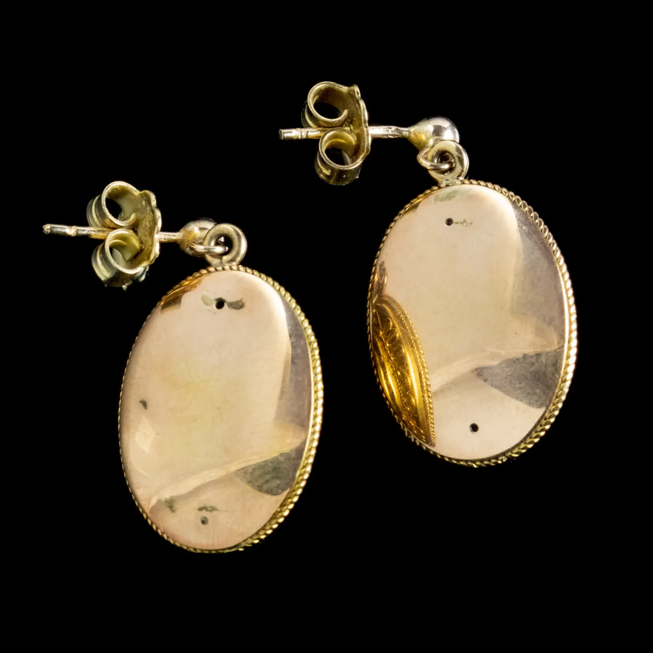 Antique Victorian Etruscan Revival Drop Earrings 9ct Gold Circa 1860