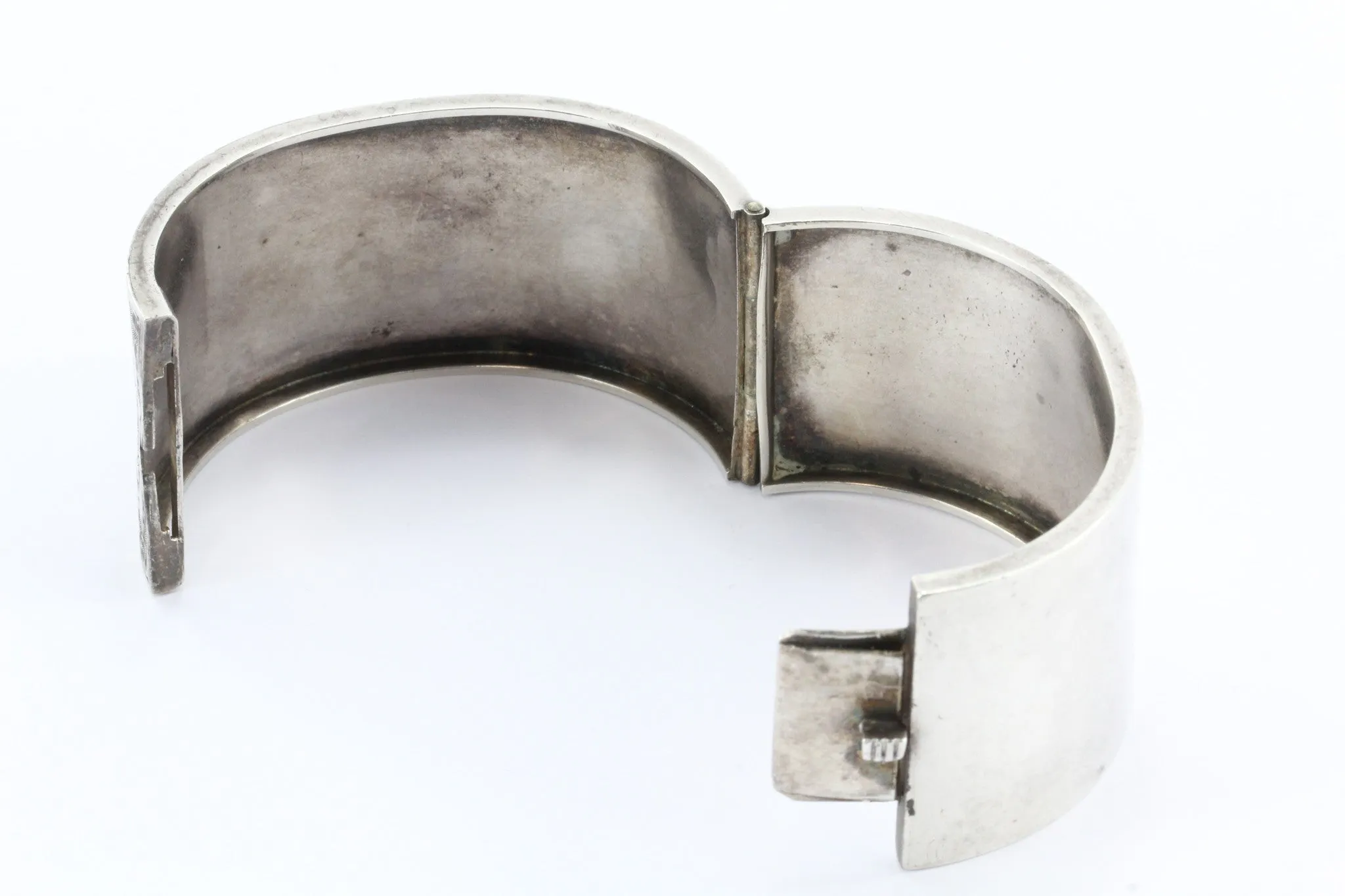 Antique Victorian Mixed Metal Sterling Silver & Gold Bangle Bracelet