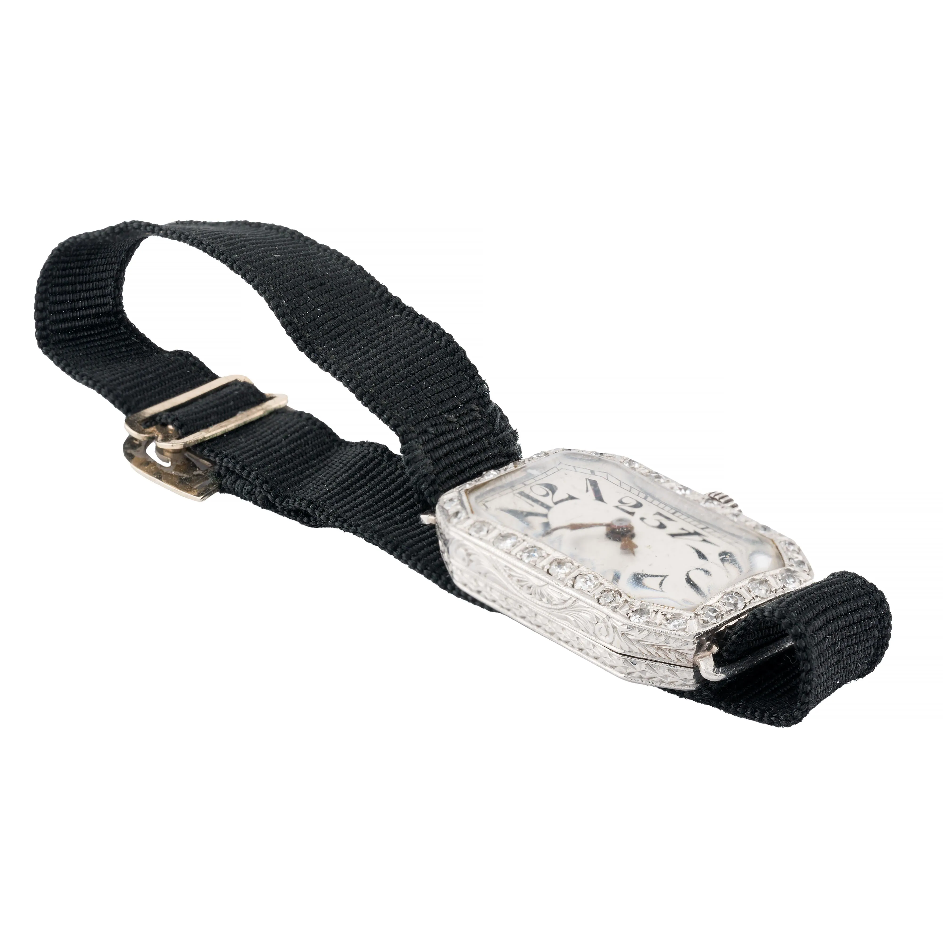 Art Deco Ladies Exploding Number Platinum & Diamond Wrist Watch