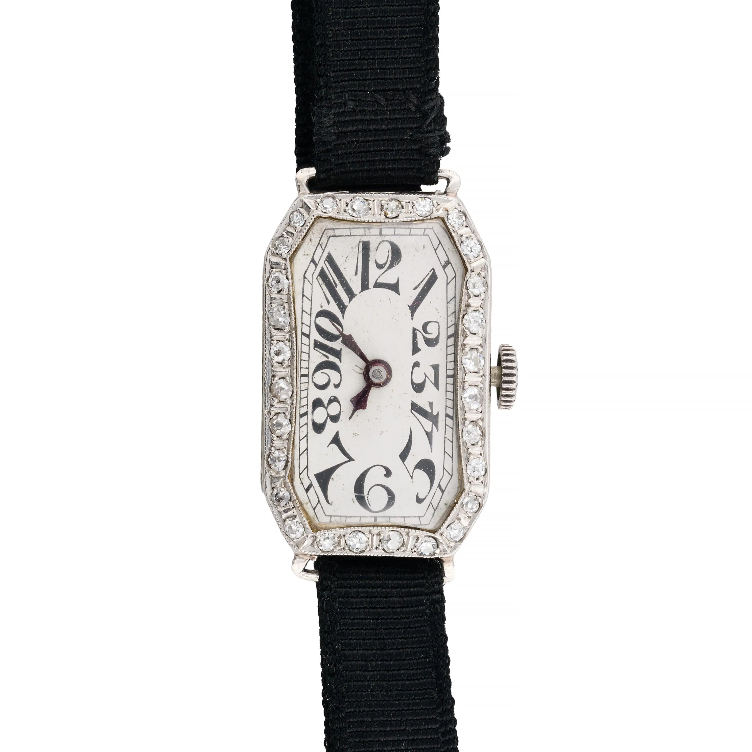Art Deco Ladies Exploding Number Platinum & Diamond Wrist Watch