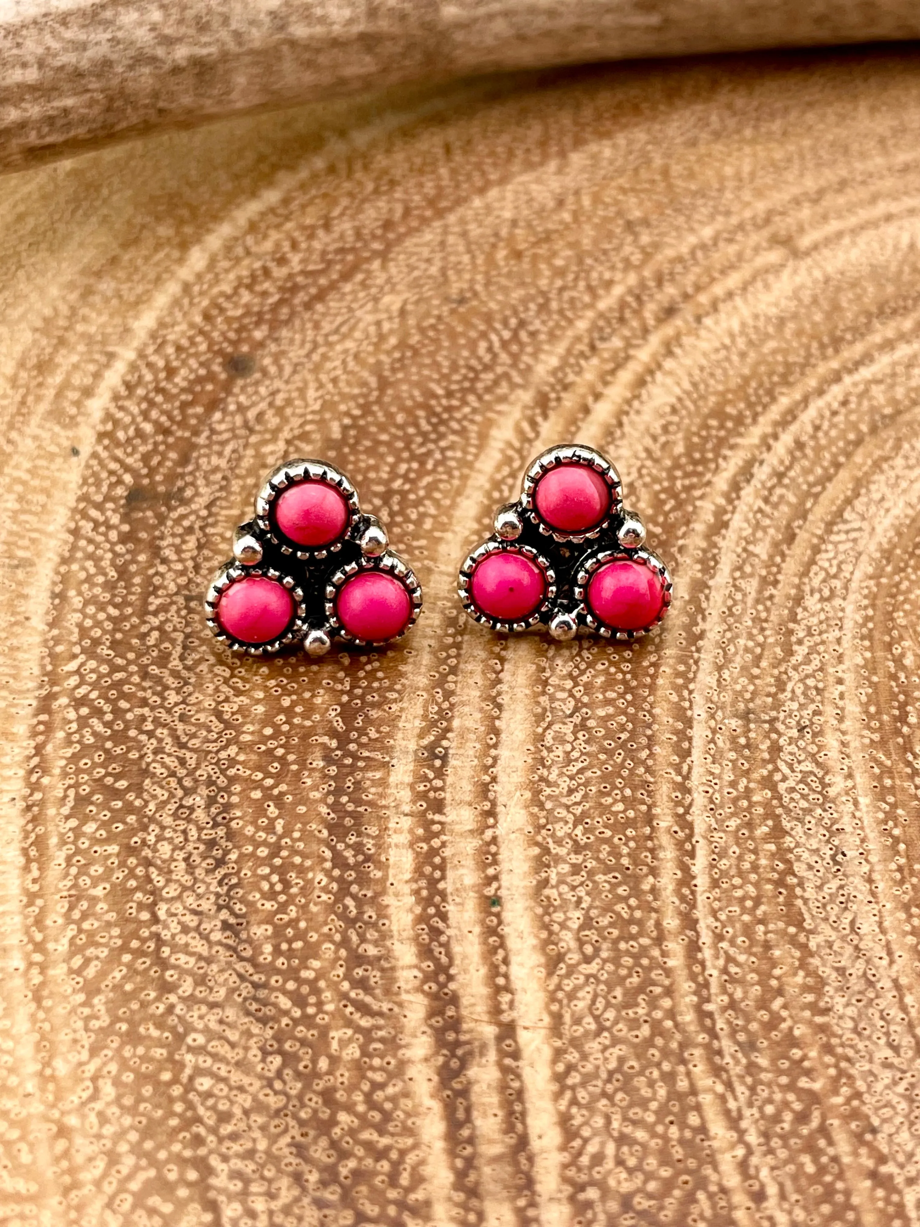 Axel Petite Triple Round Stone Post Earrings