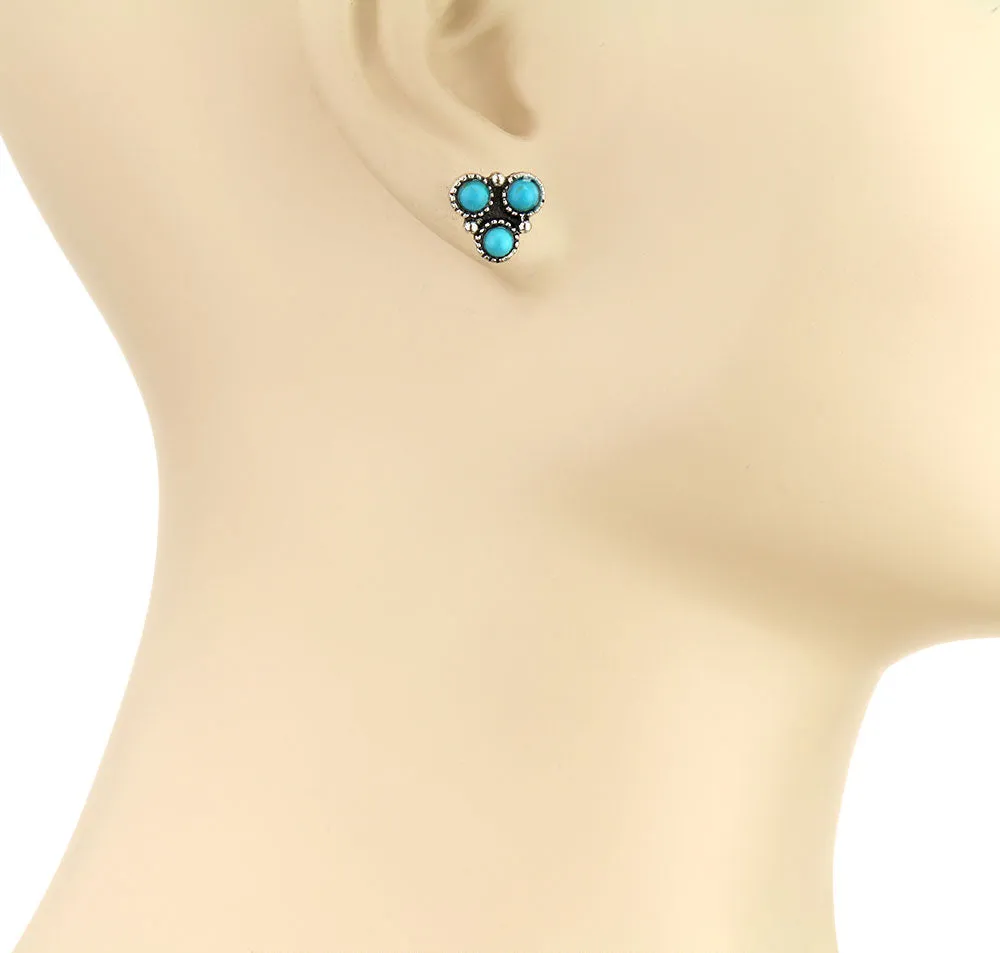 Axel Petite Triple Round Stone Post Earrings