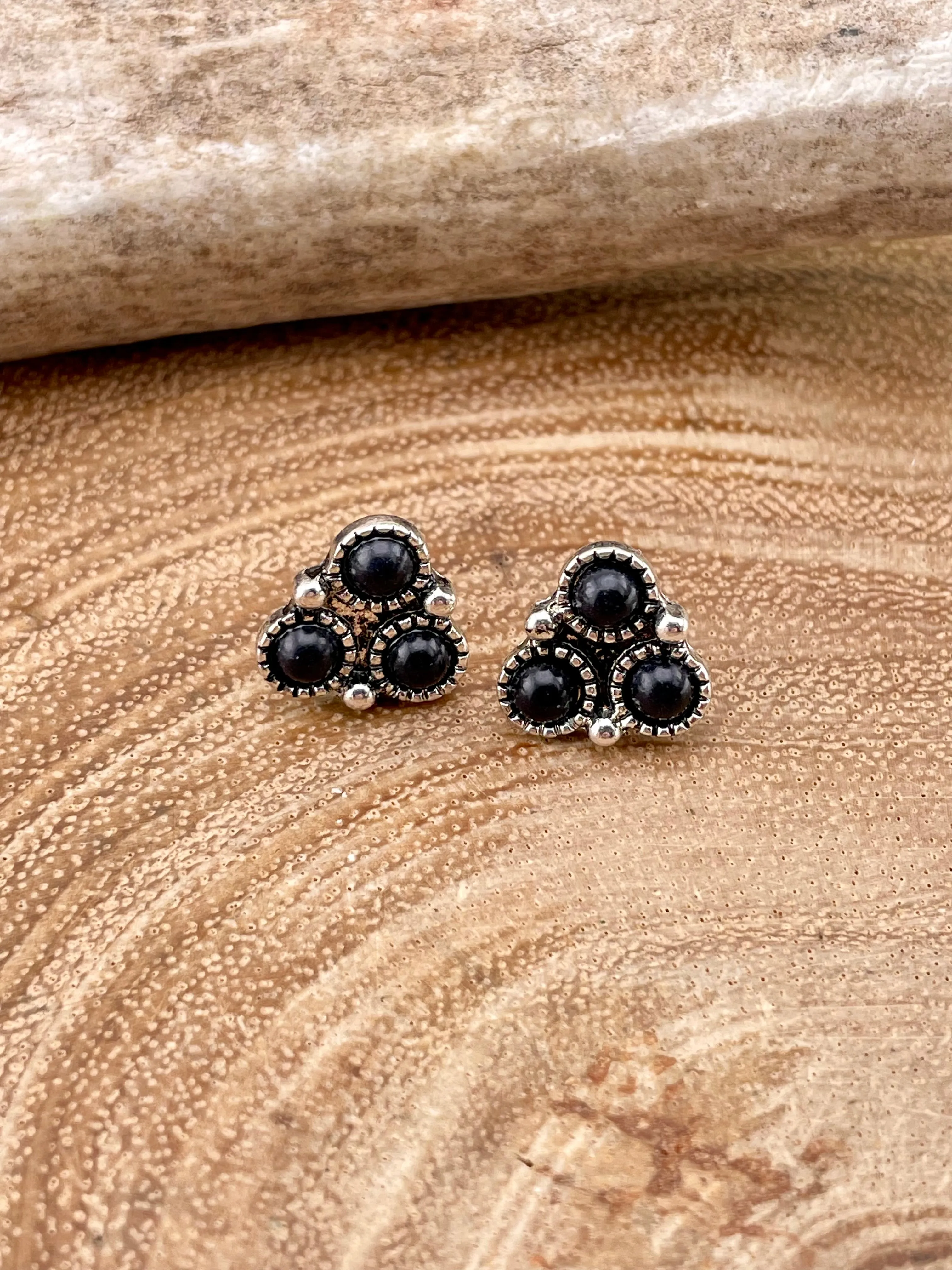 Axel Petite Triple Round Stone Post Earrings
